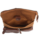 Umhängetasche Schultertasche Damen Herren Used Look Leder Canvas cognac LE3011