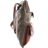 Umhängetasche Schultertasche Damen Herren Used Look Leder Canvas grau LE3011