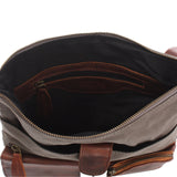 Umhängetasche Schultertasche Damen Herren Used Look Leder Canvas grau LE3011