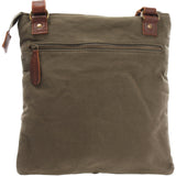 Umhängetasche Schultertasche Damen Herren Used Look Leder Canvas grün LE3011