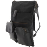 Umhängetasche Schultertasche Damen Herren Used Look Leder Canvas schwarz LE3011