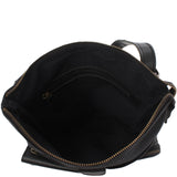 Umhängetasche Schultertasche Damen Herren Used Look Leder Canvas schwarz LE3011