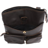 Umhängetasche Schultertasche Damen Herren Used Look Leder dunkelbraun LE3011