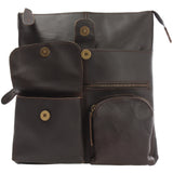 Umhängetasche Schultertasche Damen Herren Used Look Leder dunkelbraun LE3011