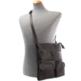Umhängetasche Schultertasche Damen Herren Used Look Leder dunkelbraun LE3011