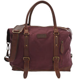 kleiner Weekender Shopper Damen Herren Leder Canvas bordeaux LE2006