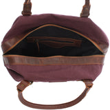 kleiner Weekender Shopper Damen Herren Leder Canvas bordeaux LE2006