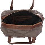 kleiner Weekender Shopper Damen Herren Leder Canvas grau LE2006