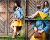 kleine Umhängetasche Ledertasche Damentasche Schultertasche Leder braun LE3078