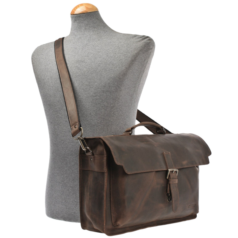 Aktentasche Businesstasche Messenger Bag Vintage Leder schlamm LE3008