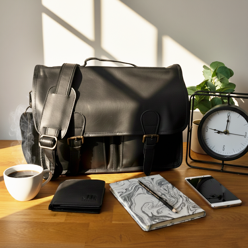 Aktentasche Businesstasche Messenger Bag Vintage Leder schwarz LE3009