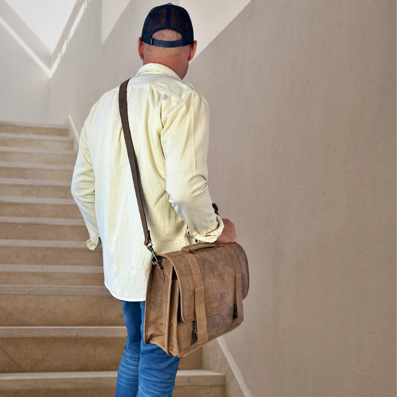 Aktentasche Lehrertasche Businesstasche Damen Herren Leder braun LE3043