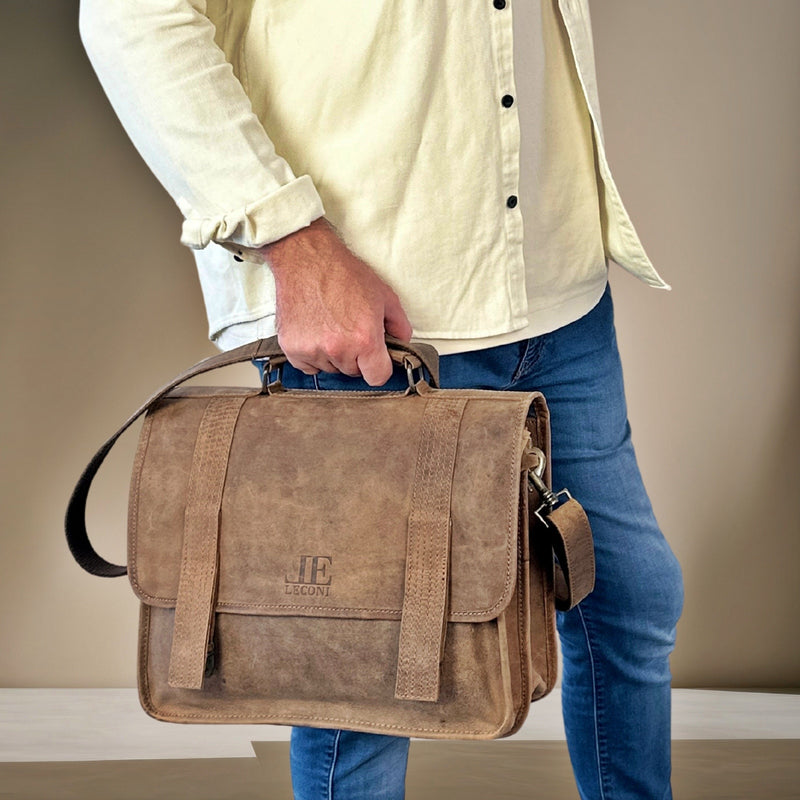 Aktentasche Lehrertasche Businesstasche Damen Herren Leder braun