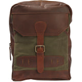 Freizeitrucksack Crossbag Rucksack Damen Herren Leder Canvas grün LE1012