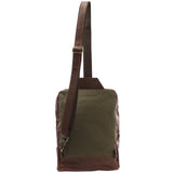 Freizeitrucksack Crossbag Rucksack Damen Herren Leder Canvas grün LE1012