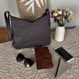 Damentasche Umhängetasche Handtasche Leder kaffeebraun LE0065