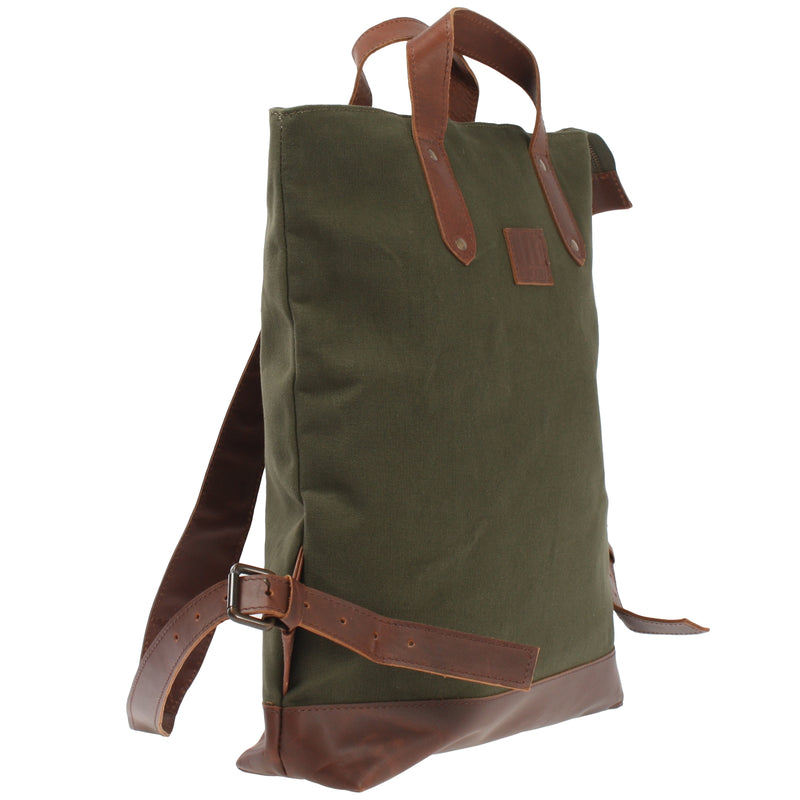 Freizeitrucksack Rucksack DIN A4 Canvas Leder grün LE1021