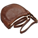 Half-Moon Bag Cross-Body Umhängetasche Schultertasche Leder braun LE0075