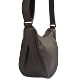 Half-Moon Bag Cross-Body Umhängetasche Schultertasche Leder kaffeebraun LE0075
