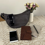 Half-Moon Bag Cross-Body Umhängetasche Schultertasche Leder kaffeebraun LE0075
