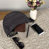 Half-Moon Bag Cross-Body Umhängetasche Schultertasche Leder kaffeebraun LE0075