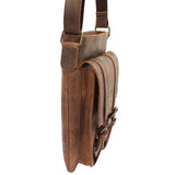 kleine Herrentasche Umhängetasche Freizeittasche Leder vintage braun LE3035