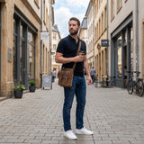 kleine Herrentasche Umhängetasche Freizeittasche Leder vintage braun LE3035