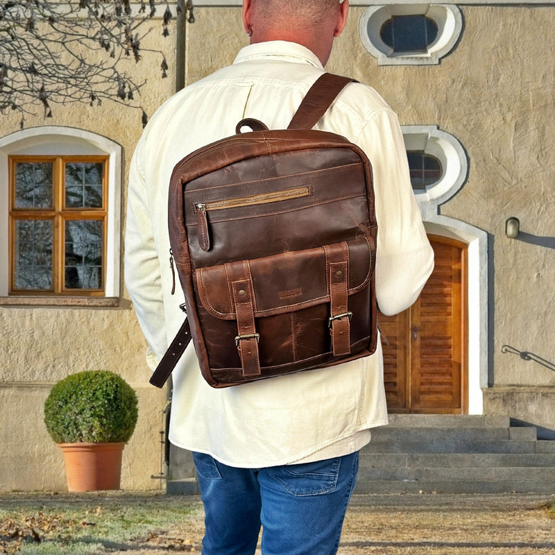 Lederrucksack Freizeitrucksack Wanderrucksack Leder braun LE1018 –