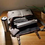 B-Ware Messenger Bag Din A4 Kuriertasche Leder Canvas grau LE3018