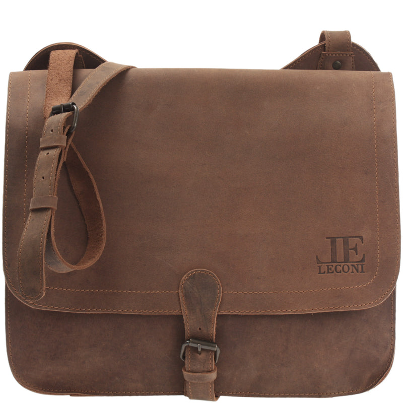 Messenger Bag Aktentasche Damen Herren Vintage Leder braun LE3020