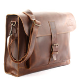 Messenger Bag DIN A4 Aktentasche Damen Herren Leder mittelbraun LE3054