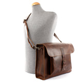 Messenger Bag DIN A4 Aktentasche Damen Herren Leder mittelbraun LE3054