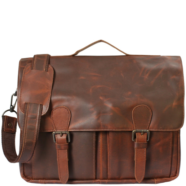 Messenger Bag Collegetasche DIN A4 Aktentasche Leder braun LE3029