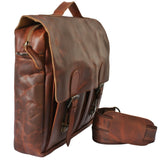 Messenger Bag Collegetasche DIN A4 Aktentasche Leder braun LE3029