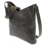 Damentasche Umhängetasche Handtasche Leder dunkelgrau LE0065
