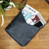 Damentasche Umhängetasche Handtasche Leder dunkelgrau LE0065