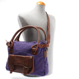 Schultertasche Henkeltasche Damentasche Handtasche Leder Canvas lila LE0050