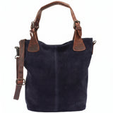 Schultertasche Henkeltasche Shopper Damen Veloursleder Leder dunkelblau - navy LE0054