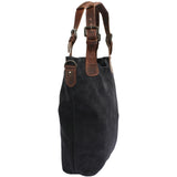 Schultertasche Henkeltasche Shopper Damentasche Veloursleder Leder anthrazit LE0054