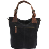 Schultertasche Henkeltasche Shopper Damentasche Veloursleder Leder anthrazit LE0054