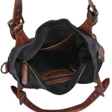 Schultertasche Henkeltasche Shopper Damentasche Veloursleder Leder anthrazit LE0054