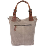 B-Ware Schultertasche Henkeltasche Shopper Damentasche Veloursleder Leder grau LE0054