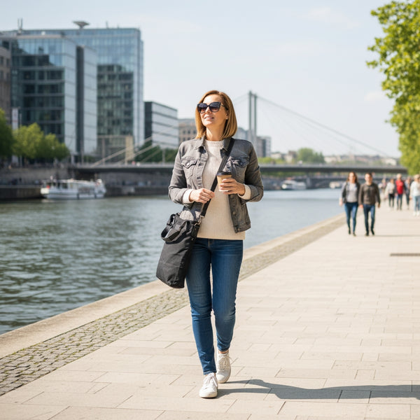 Schultertasche Umhängetasche Henkeltasche Shopper Damentasche Canvas Leder schwarz LE0054