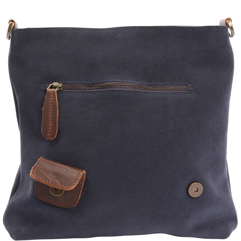 Umhängetasche Damentasche Wildleder Leder indigo blau LE3027