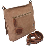 Umhängetasche Ledertasche Damen Schultertasche Wildleder taupe LE3027