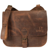 Umhängetasche Schultertasche Freizeittasche Büffelleder klein vintage braun LE3061