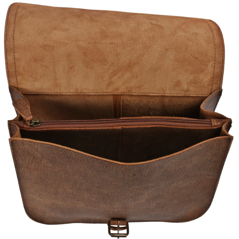 Umhängetasche Schultertasche Freizeittasche Büffelleder klein vintage braun LE3061