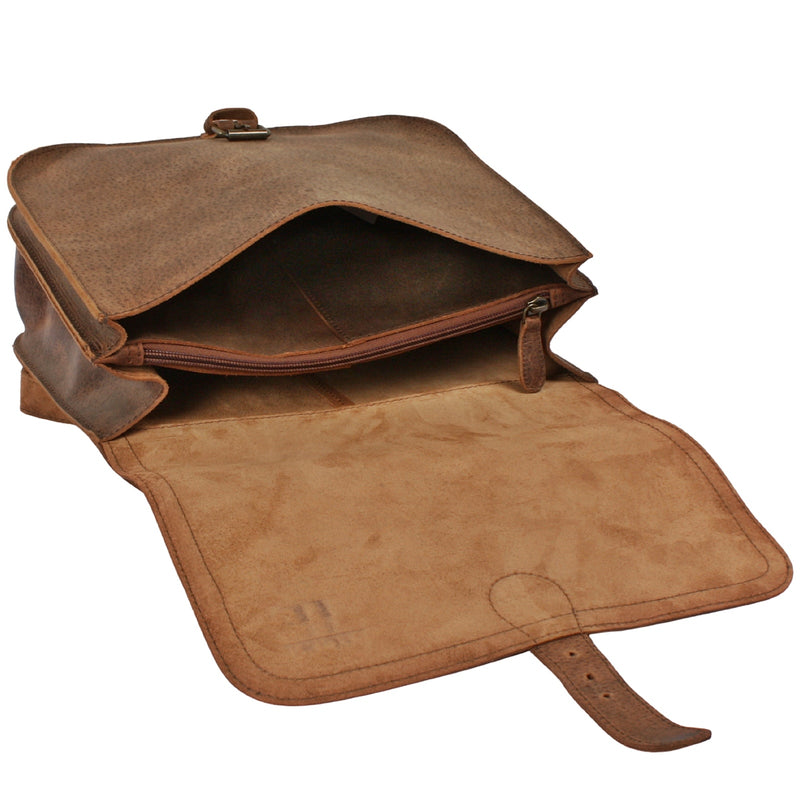 Umhängetasche Schultertasche Freizeittasche Büffelleder klein vintage braun LE3061