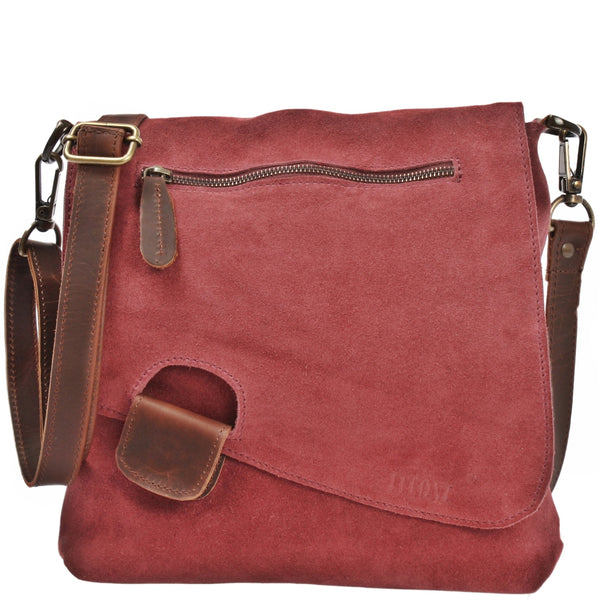 Umhängetasche Ledertasche Damen Schultertasche Wildleder altrosa LE3027