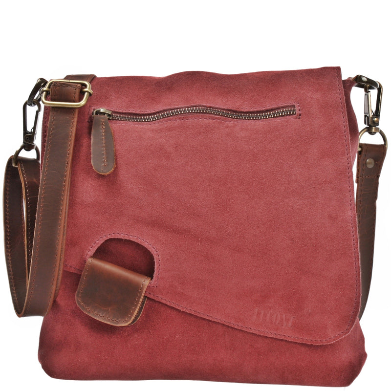 Umhängetasche Ledertasche Damen Schultertasche Wildleder altrosa LE3027